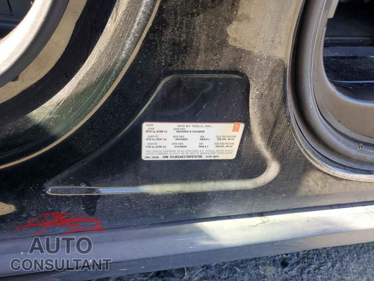 TESLA MODEL X 2017 - 5YJXCAE27HF076706
