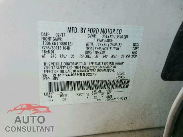 FORD EDGE SEL 2017 - 2FMPK4J96HBB62279
