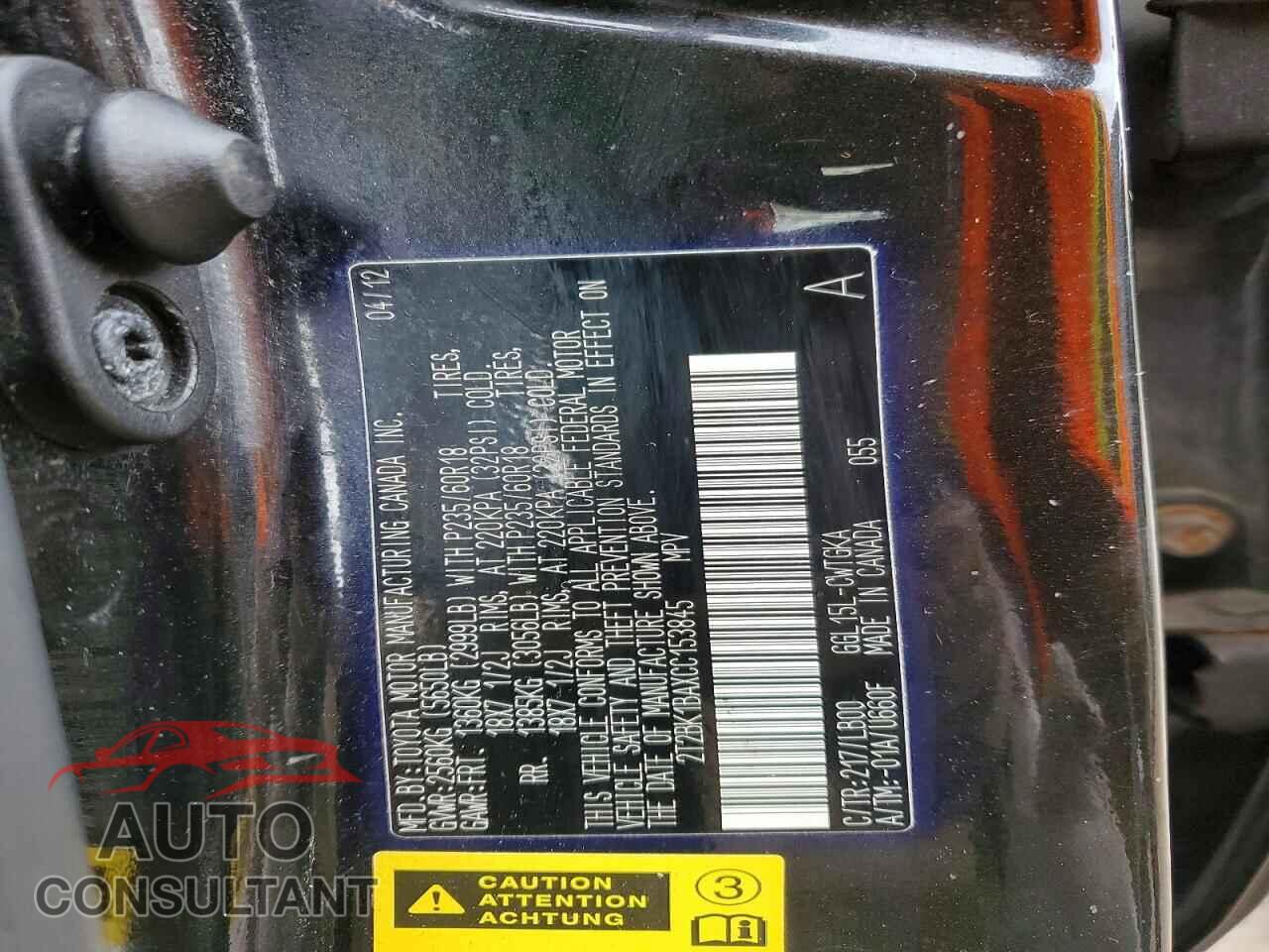 LEXUS RX350 2012 - 2T2BK1BAXCC153845