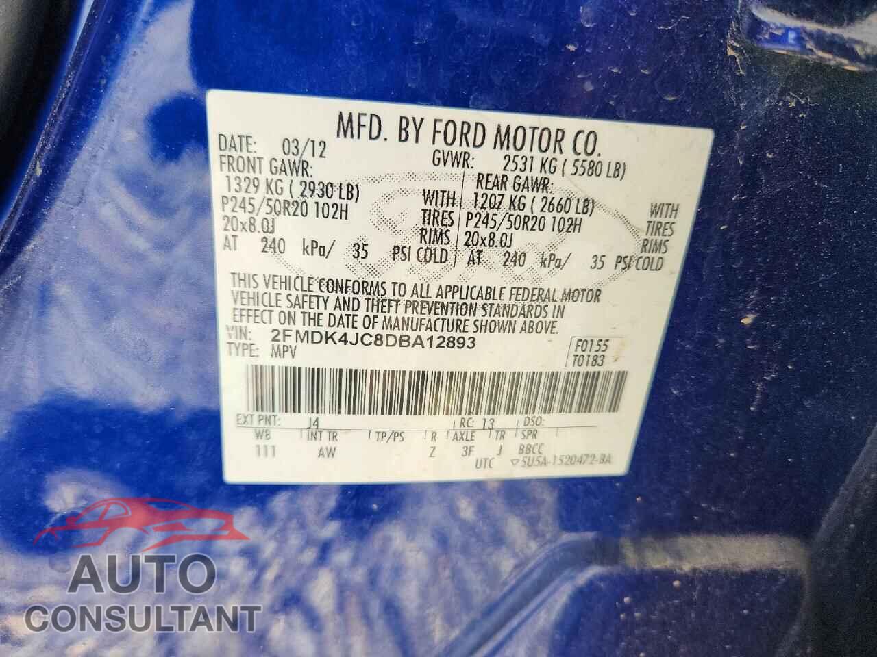 FORD EDGE 2013 - 2FMDK4JC8DBA12893