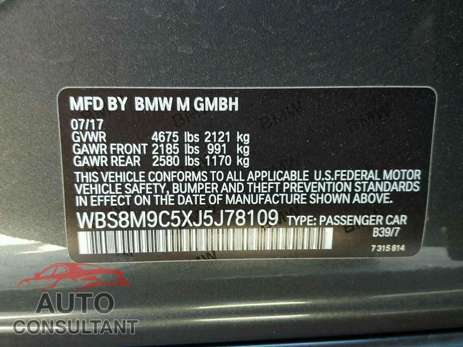BMW M3 2018 - WBS8M9C5XJ5J78109