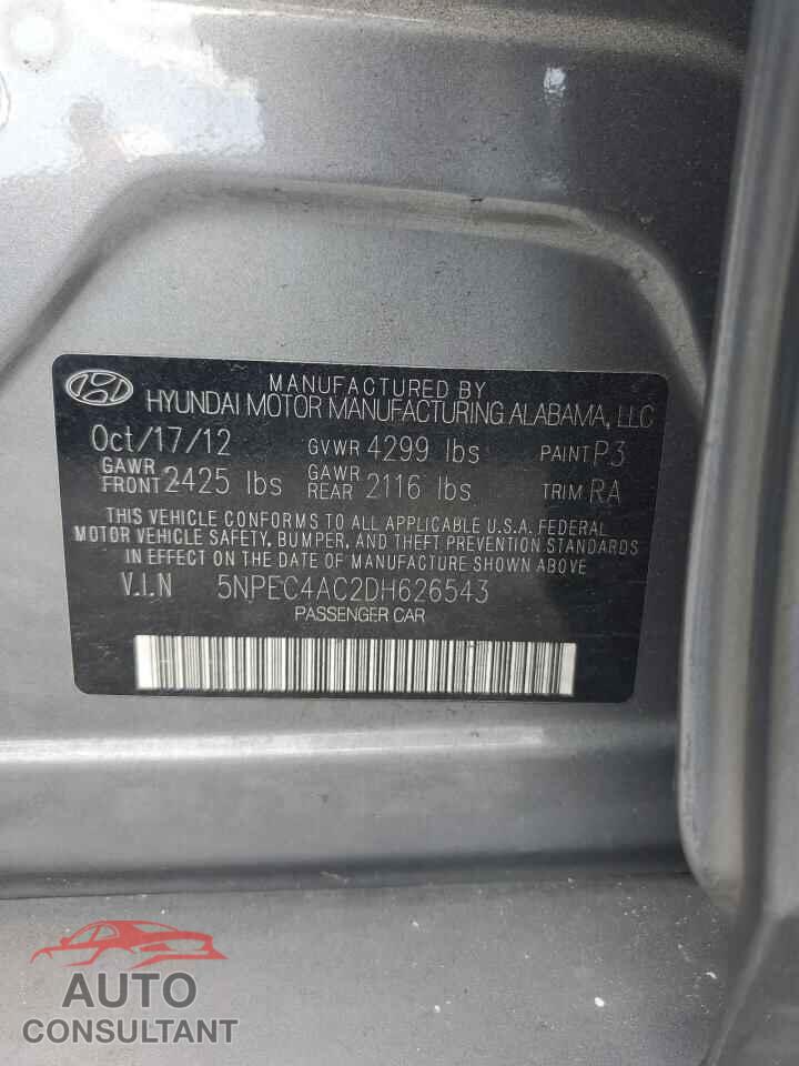 HYUNDAI SONATA 2013 - 5NPEC4AC2DH626543