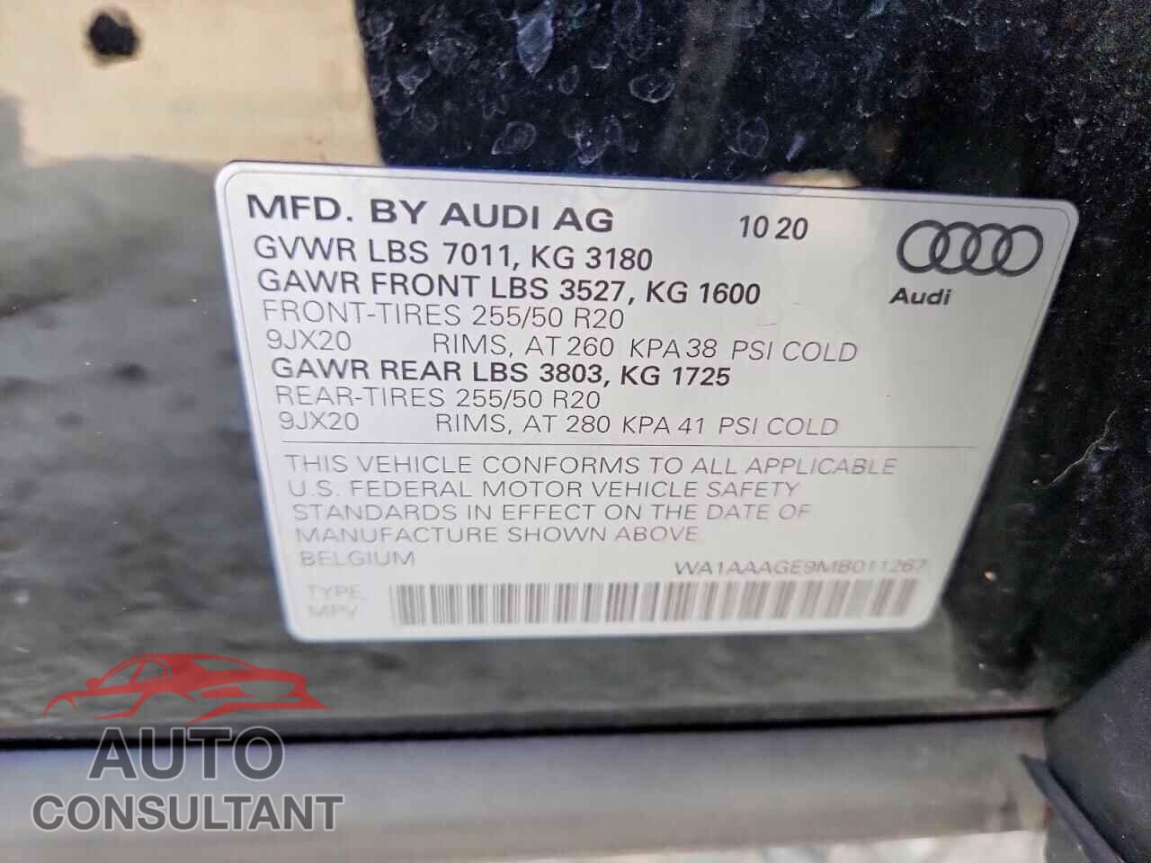 AUDI E-TRON 2021 - WA1AAAGE9MB011267