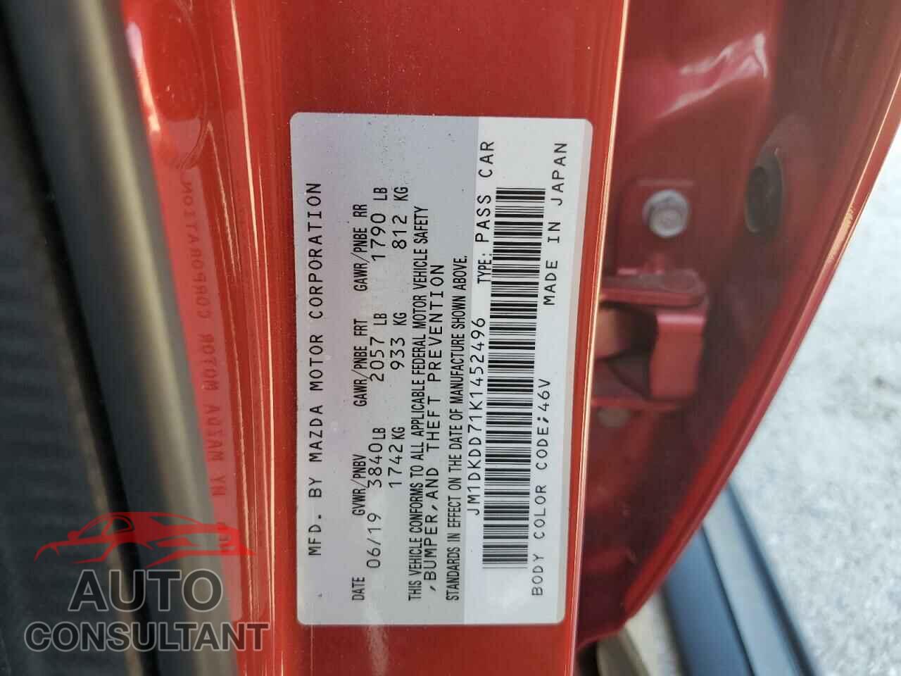 MAZDA CX-3 2019 - JM1DKDD71K1452496
