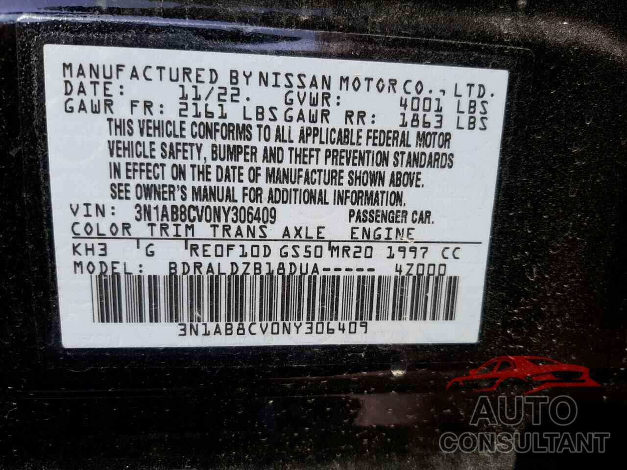 NISSAN SENTRA 2022 - 3N1AB8CV0NY306409