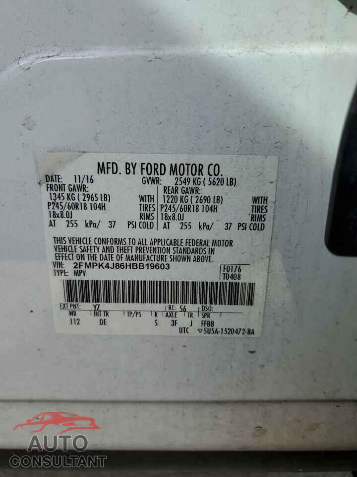 FORD EDGE 2017 - 2FMPK4J86HBB19603