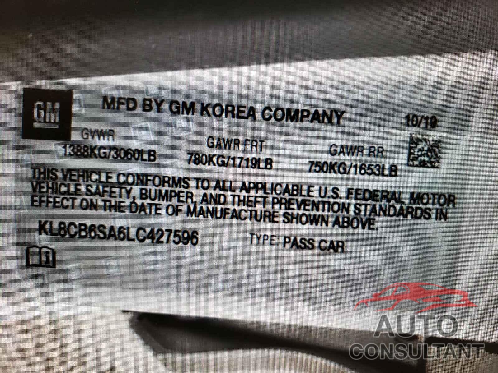 CHEVROLET SPARK 2020 - KL8CB6SA6LC427596