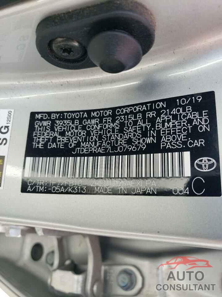 TOYOTA COROLLA 2020 - JTDEPRAE7LJ079679