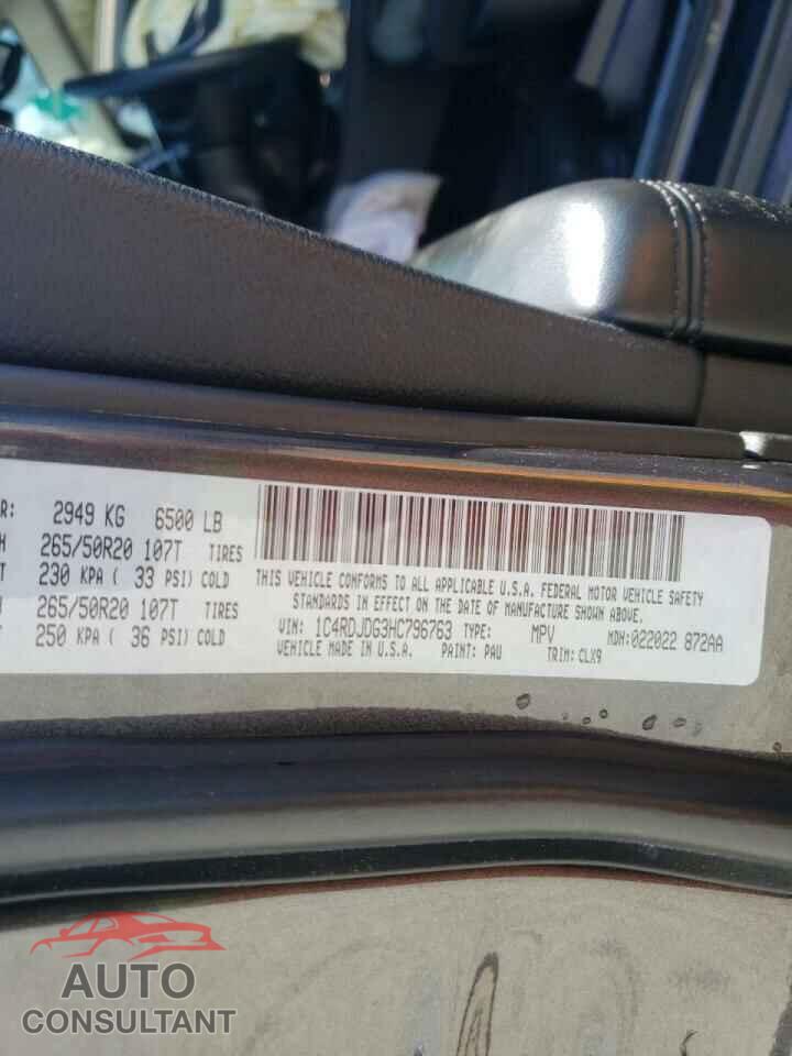 DODGE DURANGO 2017 - 1C4RDJDG3HC796763