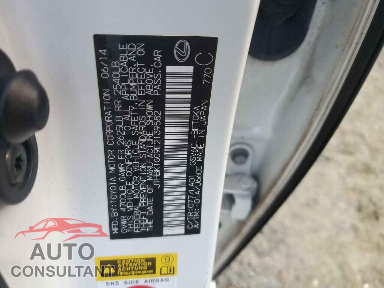 LEXUS ES350 2014 - JTHBK1GG9E2139582