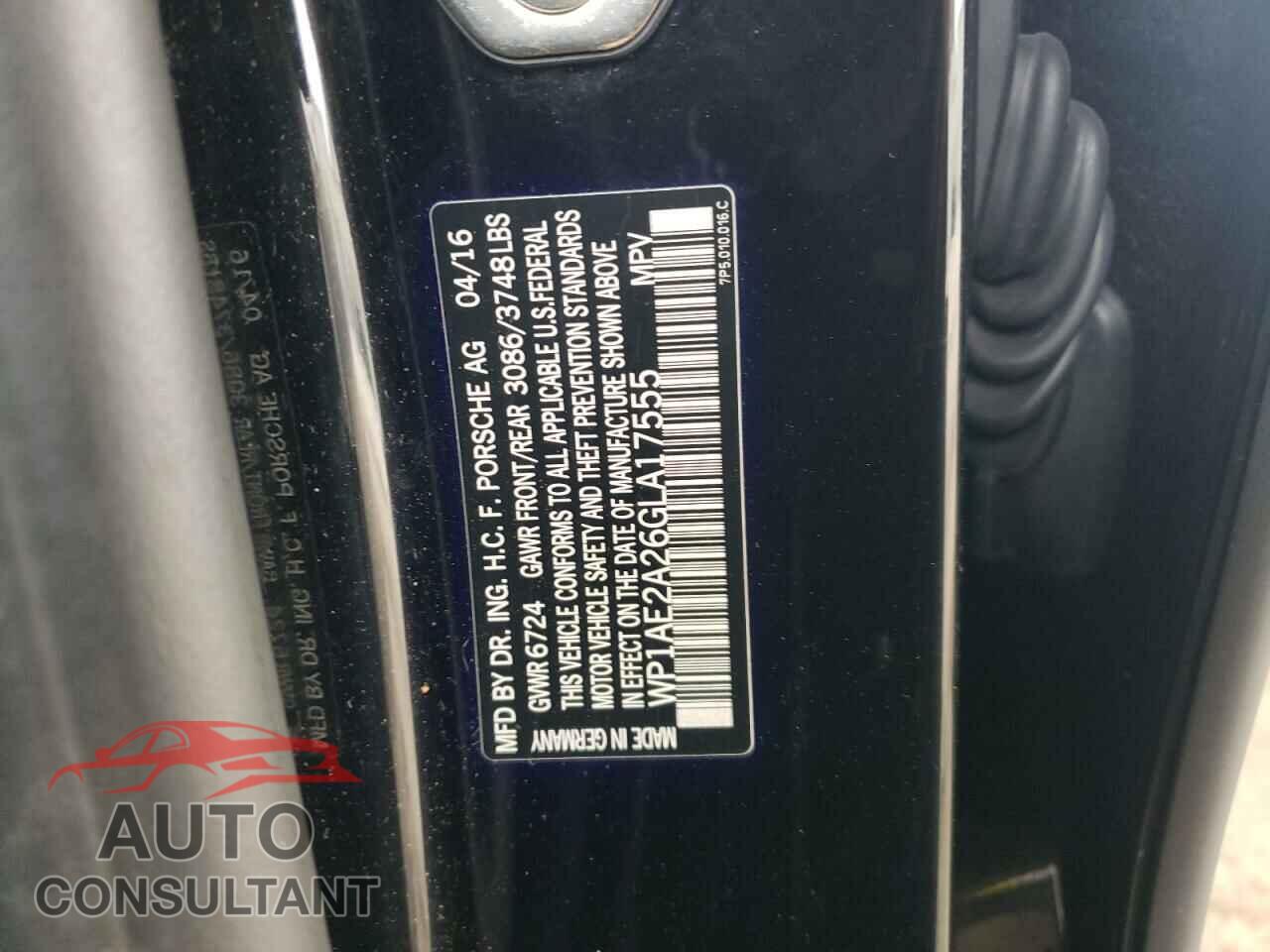 PORSCHE CAYENNE 2016 - WP1AE2A26GLA17555