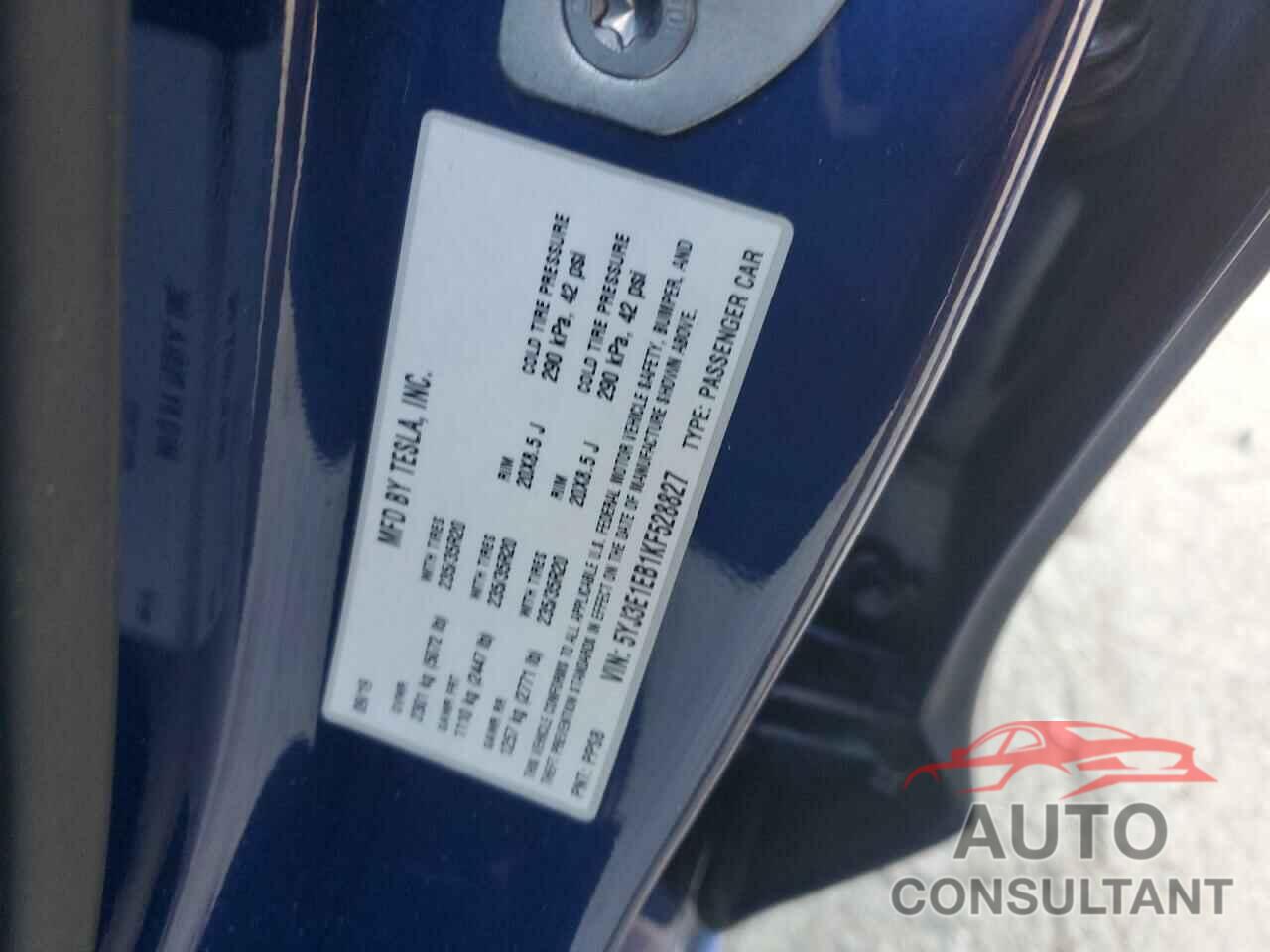 TESLA MODEL 3 2019 - 5YJ3E1EB1KF528827