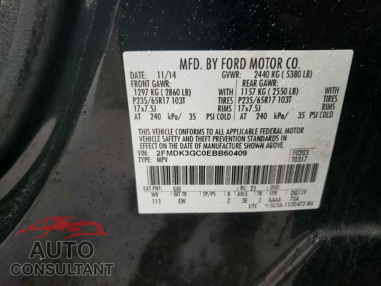 FORD EDGE 2014 - 2FMDK3GC0EBB60409