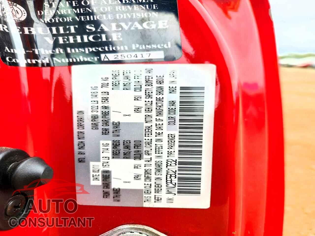 MAZDA MX5 2011 - JM1NC2PF5B0217632