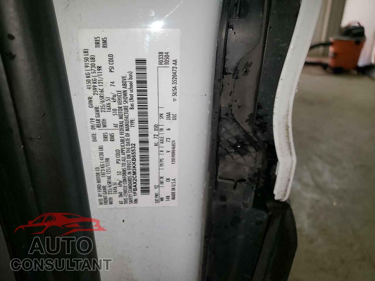 FORD TRANSIT 2019 - 1FBAX2CM3KKB65532