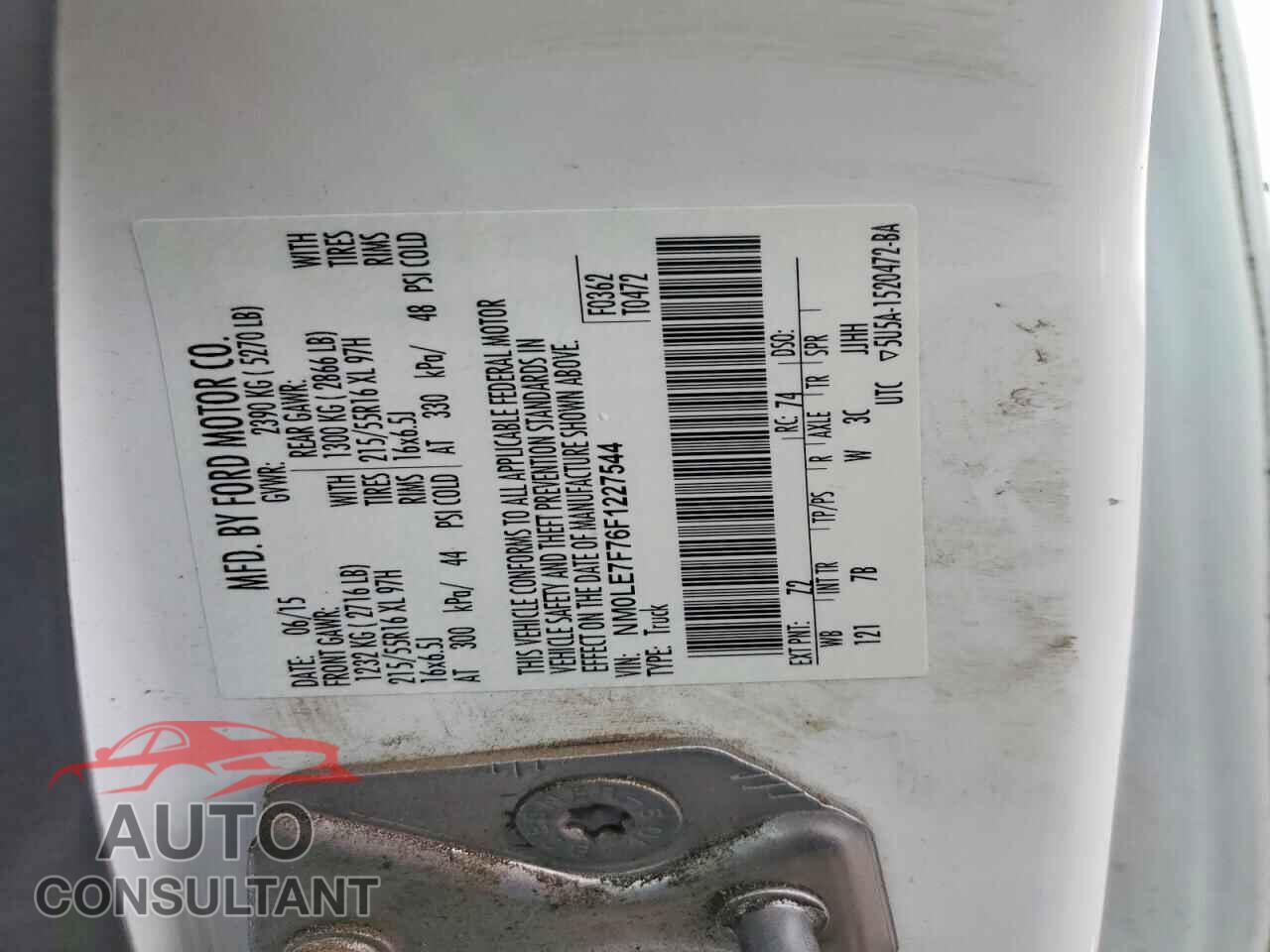 FORD TRANSIT 2015 - NM0LE7F76F1227544