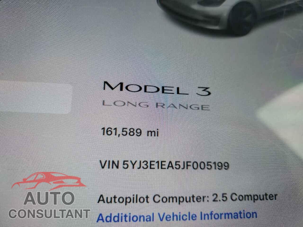 TESLA MODEL 3 2018 - 5YJ3E1EA5JF005199