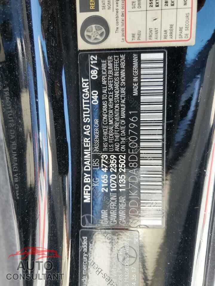 MERCEDES-BENZ SL-CLASS 2013 - WDDJK7DA8DF007961