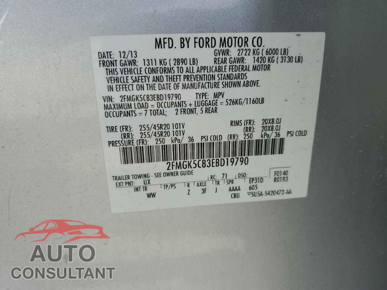 FORD FLEX 2014 - 2FMGK5C83EBD19790