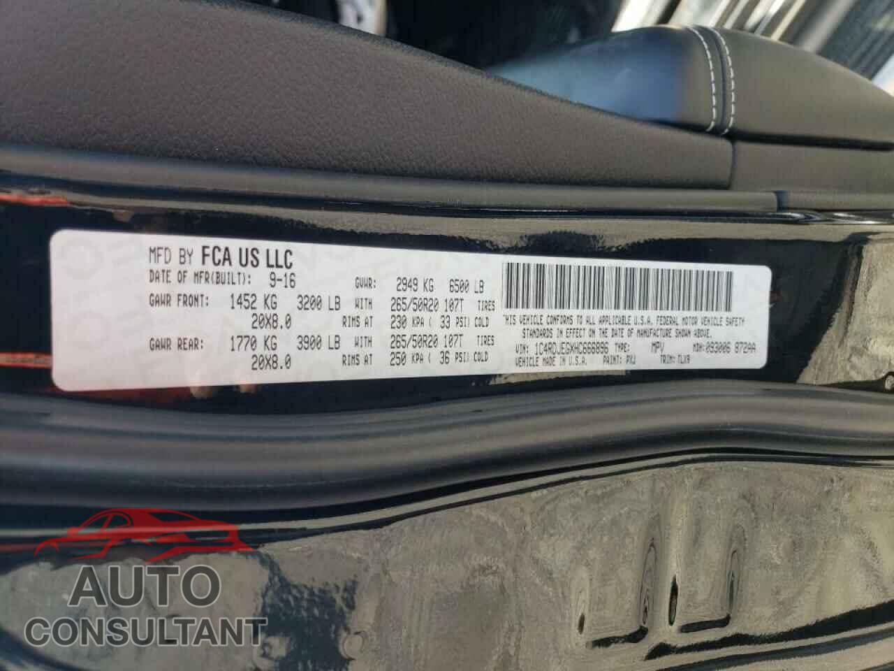 DODGE DURANGO 2017 - 1C4RDJEGXHC666896