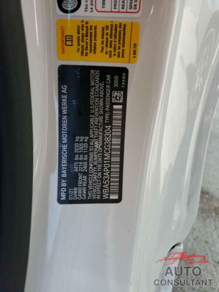 BMW 4 SERIES 2021 - WBA53AP01MCG38304