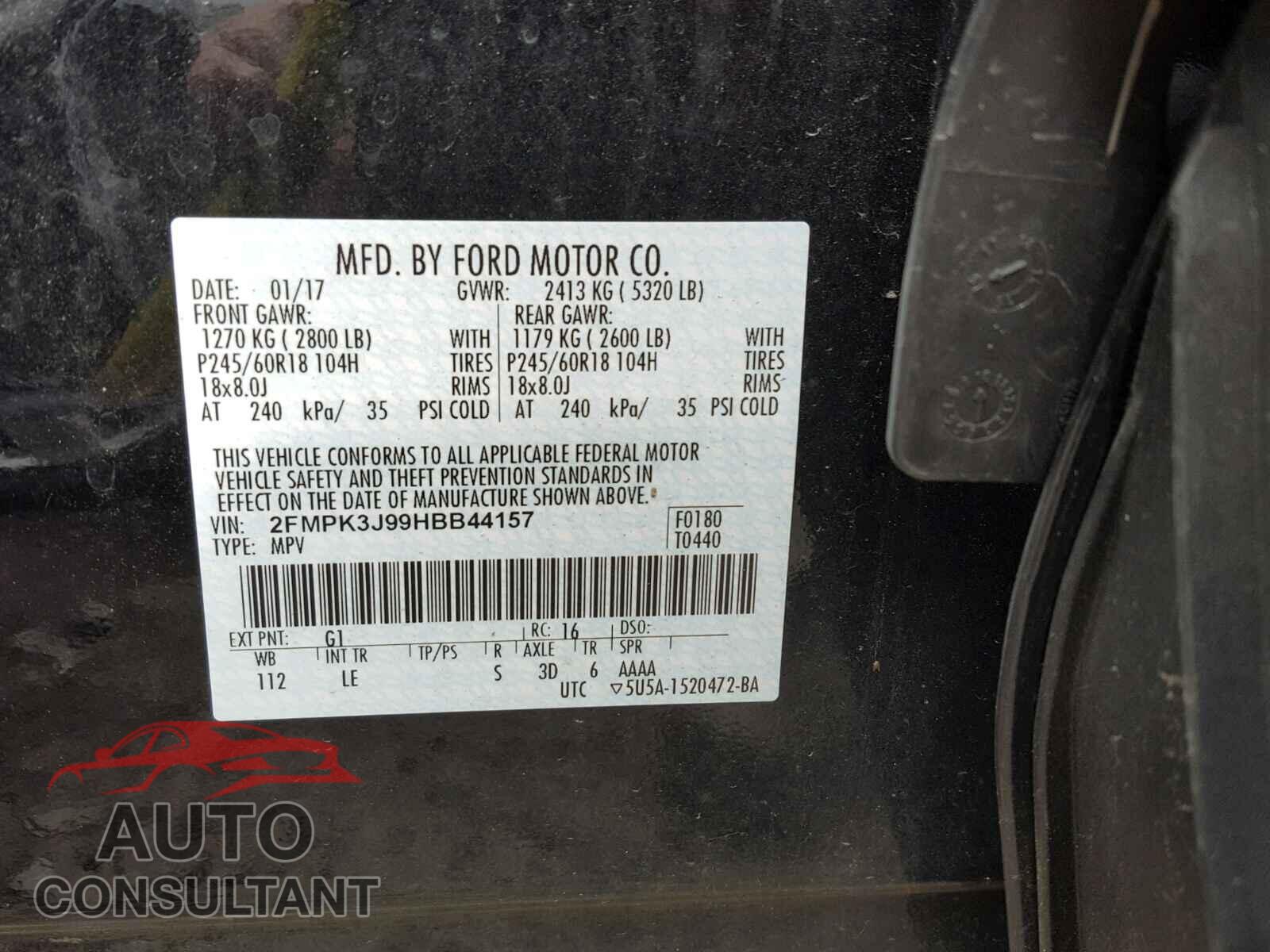 FORD EDGE SEL 2017 - 2FMPK3J99HBB44157