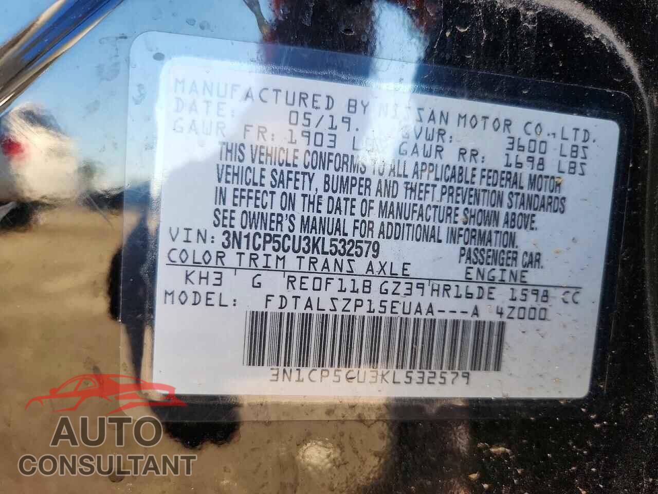 NISSAN KICKS 2019 - 3N1CP5CU3KL532579