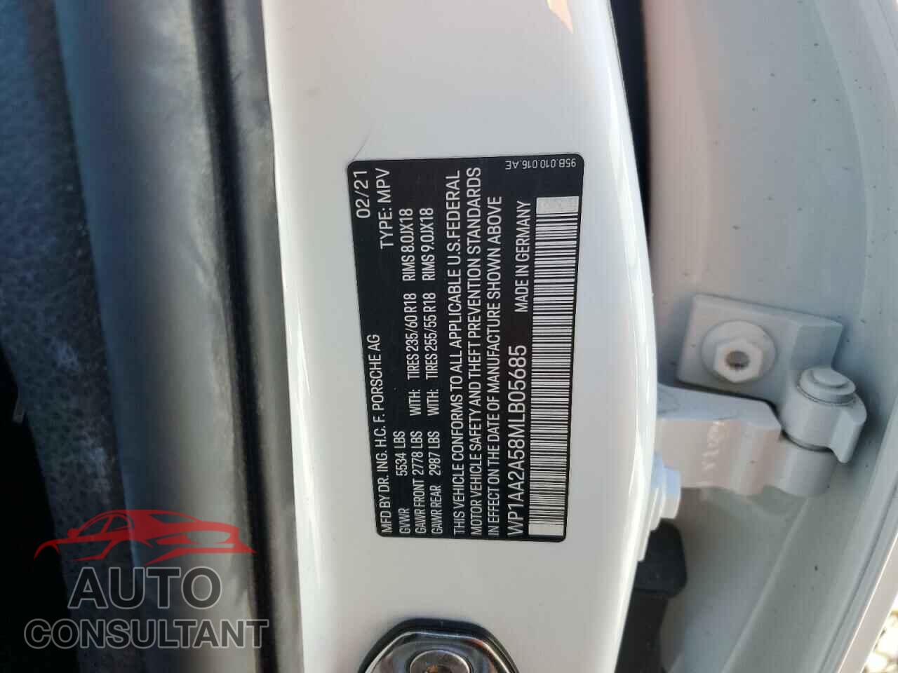 PORSCHE MACAN 2021 - WP1AA2A58MLB05685