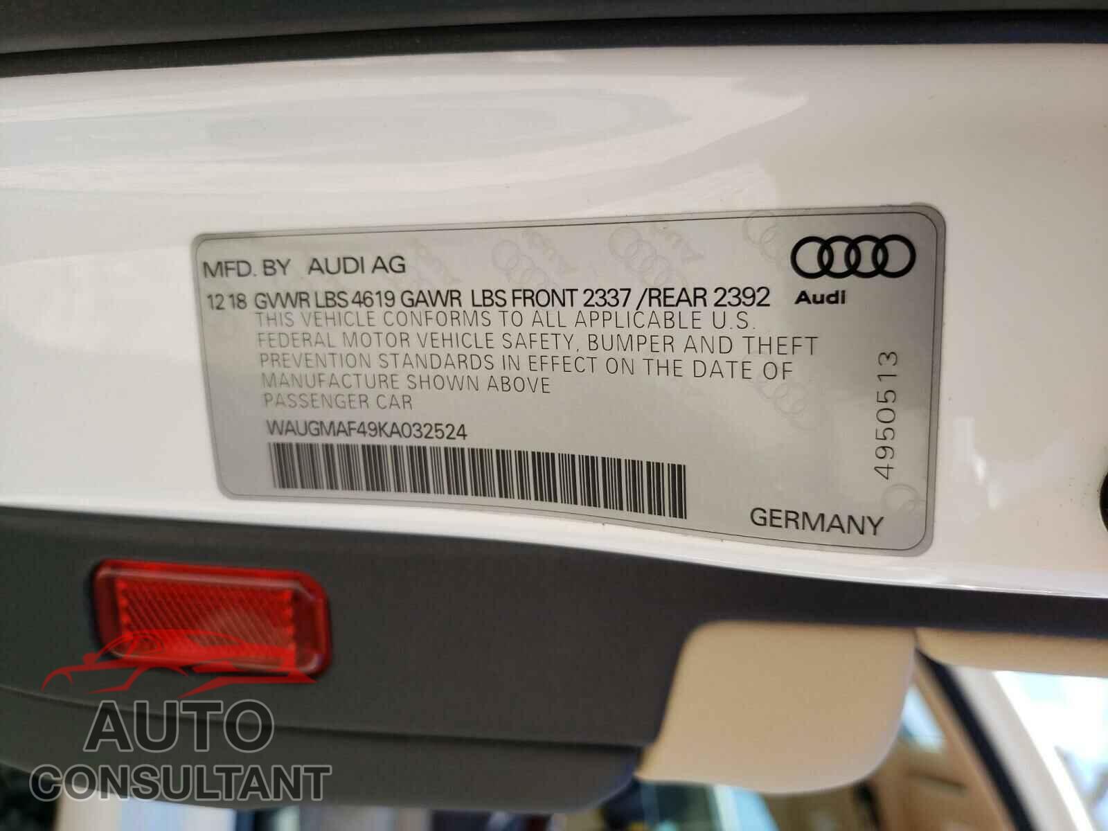 AUDI A4 2019 - WAUGMAF49KA032524