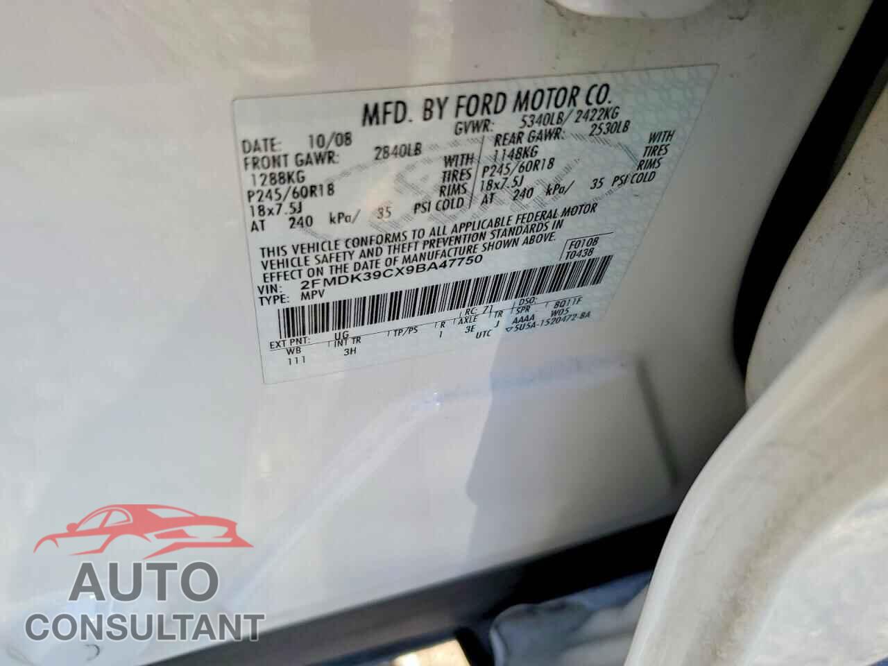 FORD EDGE 2009 - 2FMDK39CX9BA47750