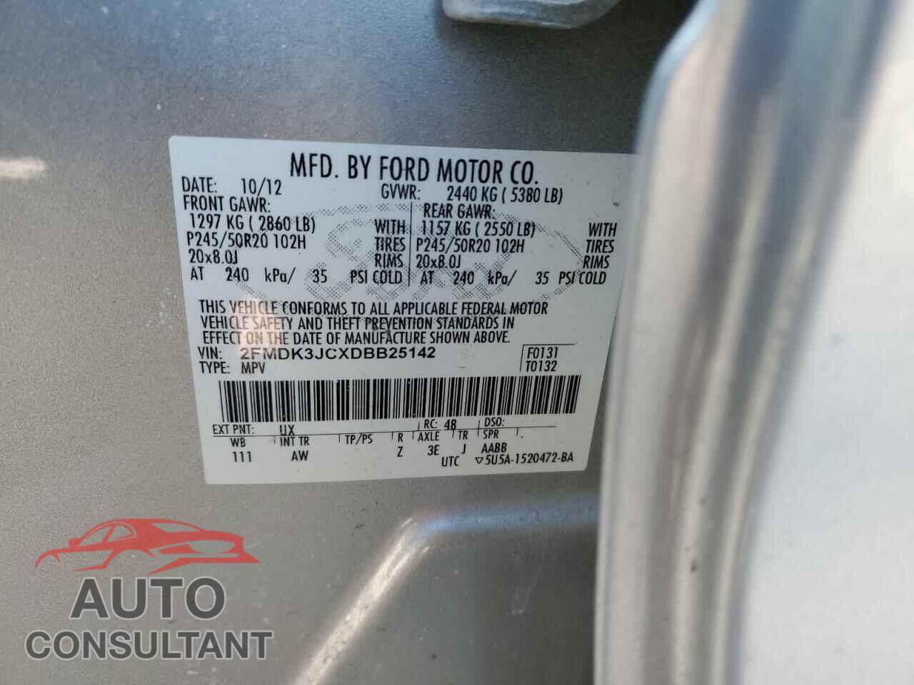 FORD EDGE 2013 - 2FMDK3JCXDBB25142