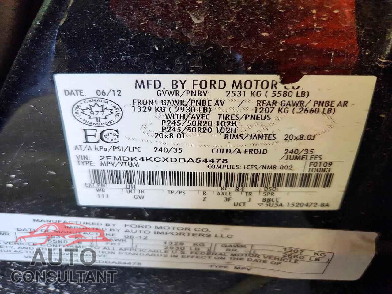 FORD EDGE 2013 - 2FMDK4KCXDBA54478