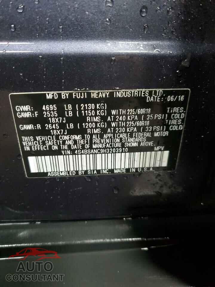SUBARU OUTBACK 2017 - 4S4BSANC9H3203910