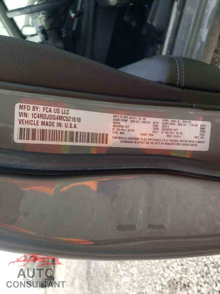 DODGE DURANGO 2021 - 1C4RDJDG4MC521610