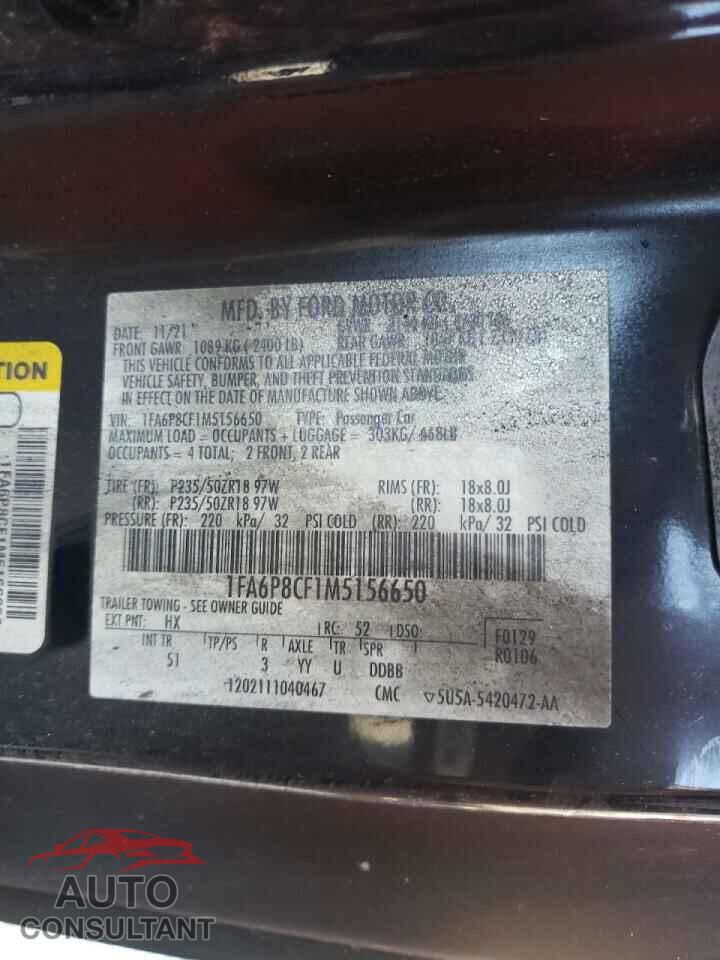 FORD MUSTANG 2021 - 1FA6P8CF1M5156650