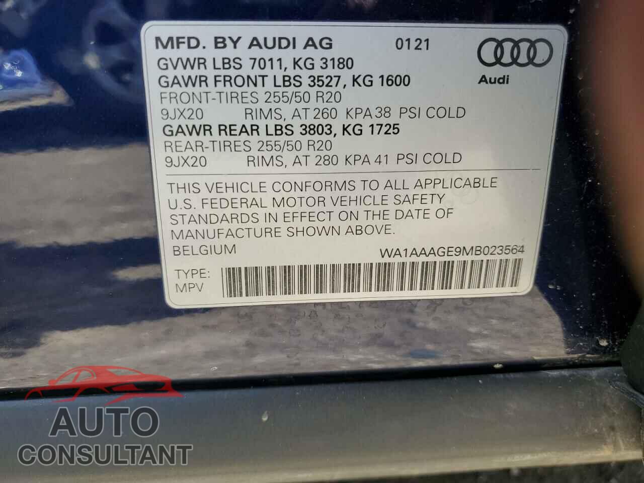 AUDI E-TRON 2021 - WA1AAAGE9MB023564