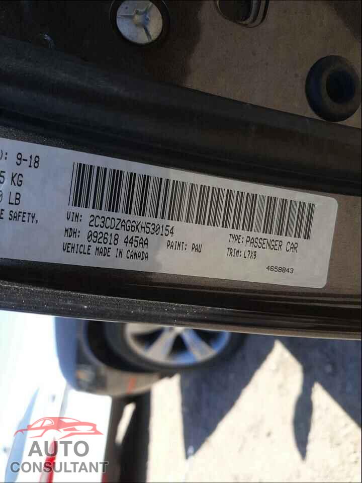 DODGE CHALLENGER 2019 - 2C3CDZAG6KH530154