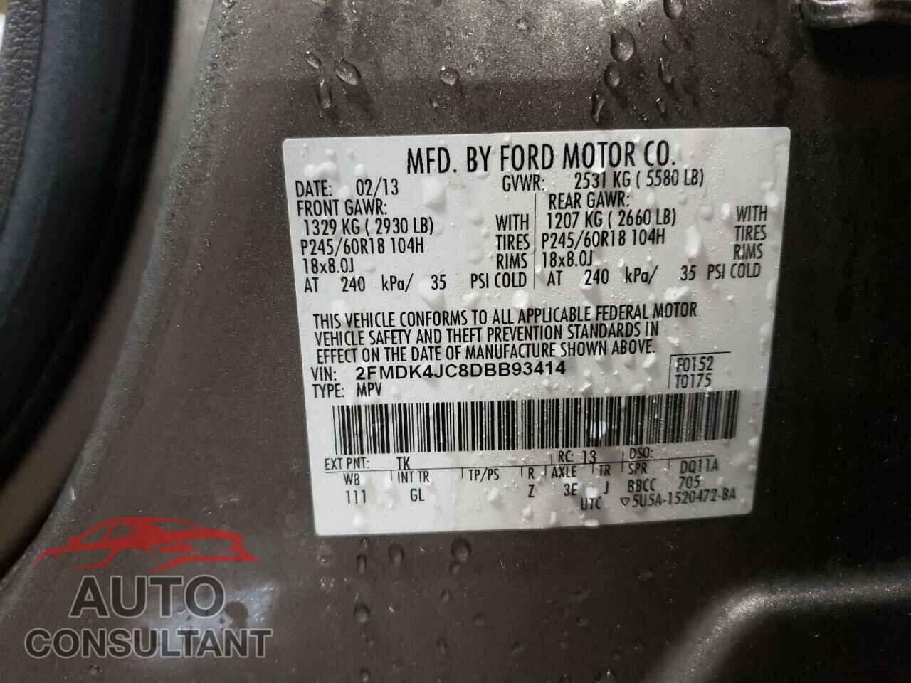 FORD EDGE 2013 - 2FMDK4JC8DBB93414