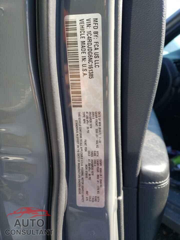 DODGE DURANGO 2022 - 1C4RDJDG6NC161385