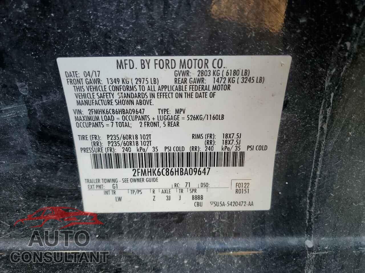 FORD FLEX 2017 - 2FMHK6C86HBA09647