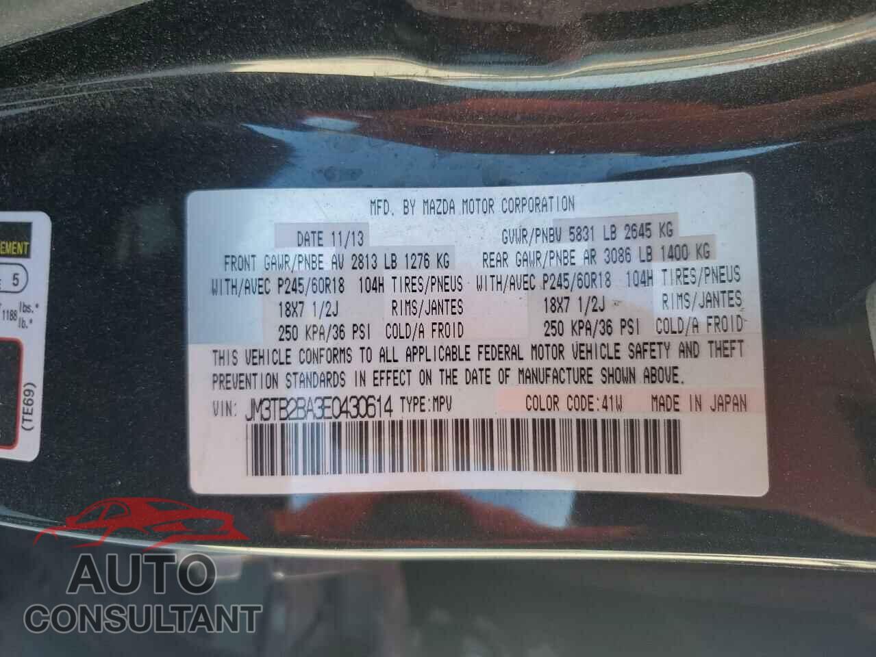 MAZDA CX-9 2014 - JM3TB2BA3E0430614