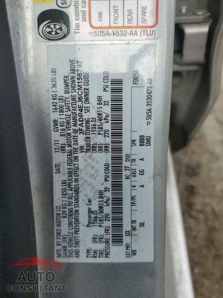 FORD FIESTA 2012 - 3FADP4EJ6CM156797