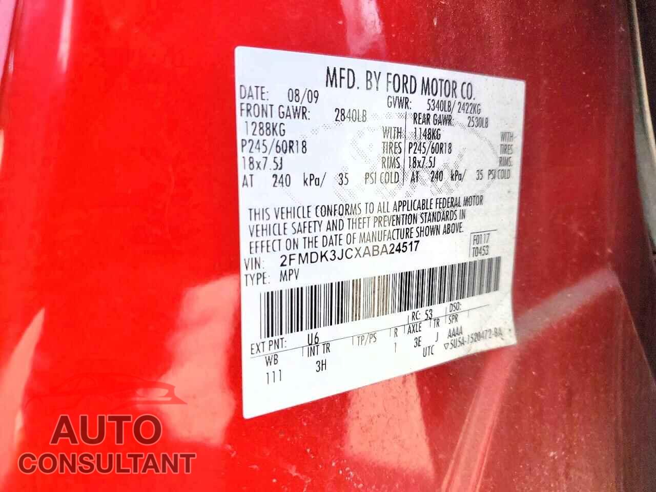FORD EDGE 2010 - 2FMDK3JCXABA24517