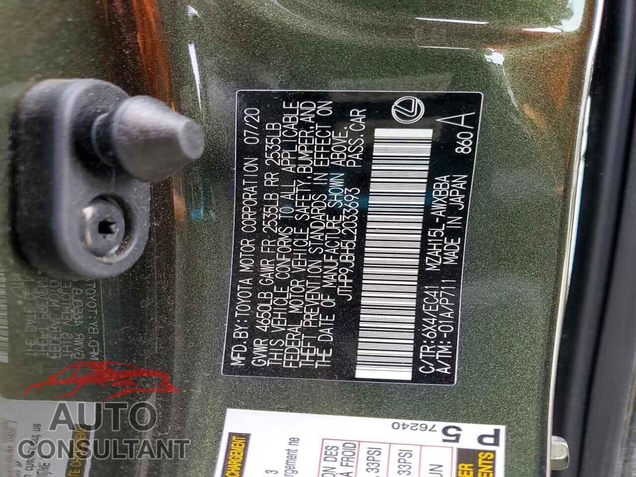 LEXUS UNKNOWN 2020 - JTHP9JBH5L2033693