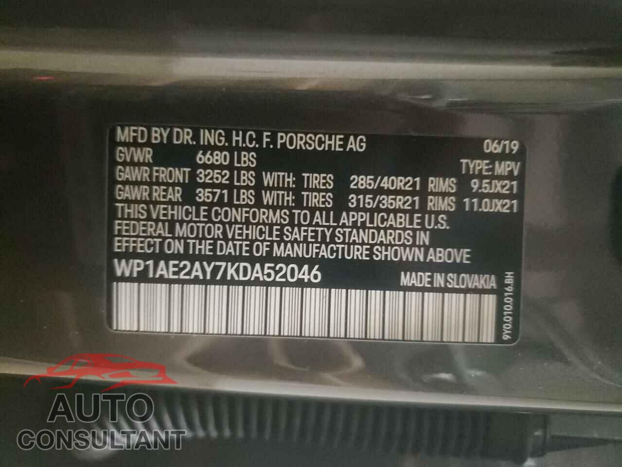 PORSCHE CAYENNE 2019 - WP1AE2AY7KDA52046