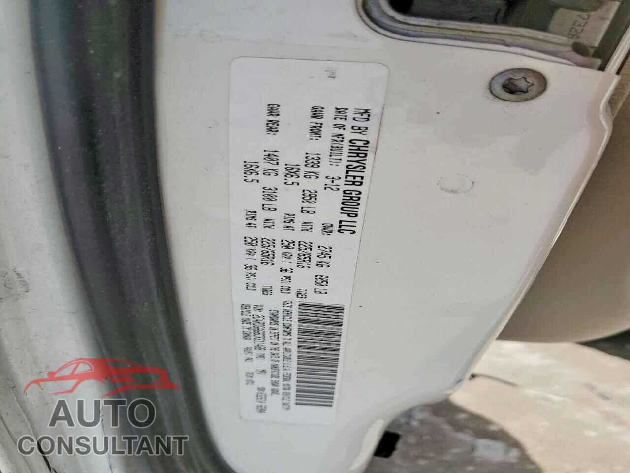 DODGE RAM VAN 2012 - 2C4RDGAG6CR311488