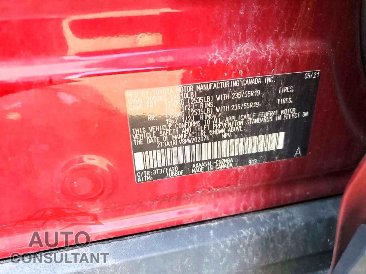 TOYOTA RAV4 2021 - 2T3A1RFV8MW202076
