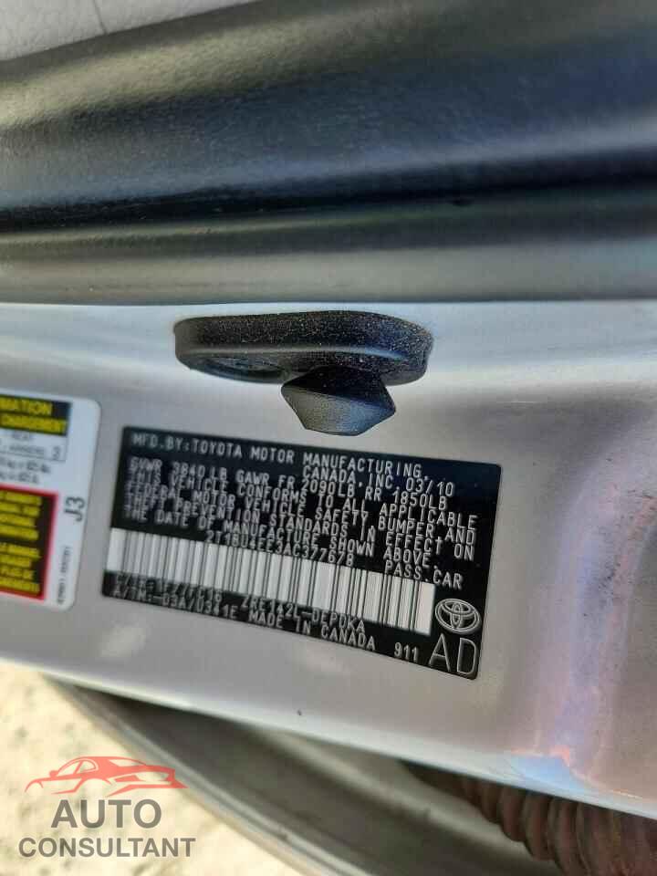 TOYOTA COROLLA 2010 - 2T1BU4EE3AC377678