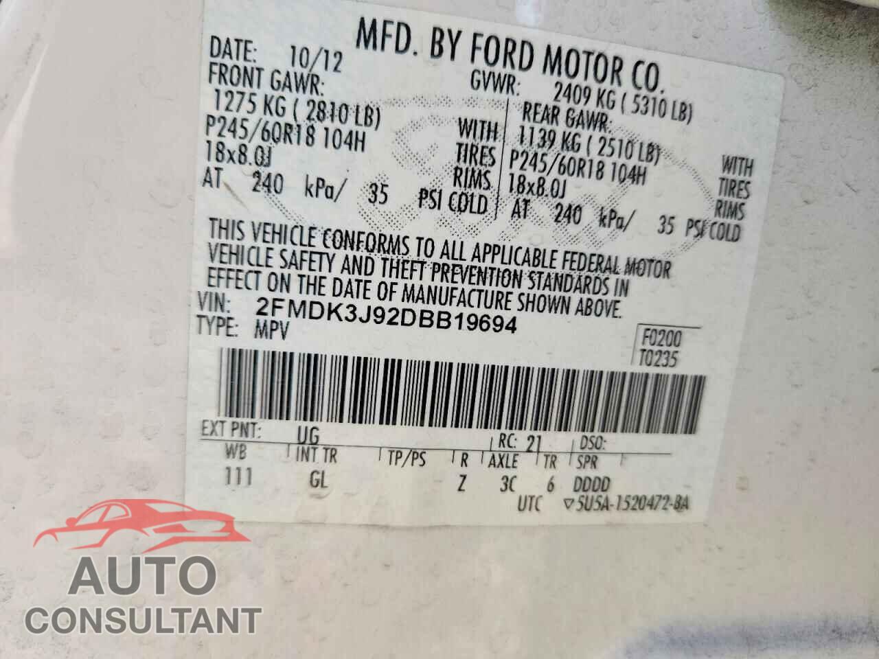 FORD EDGE 2013 - 2FMDK3J92DBB19694