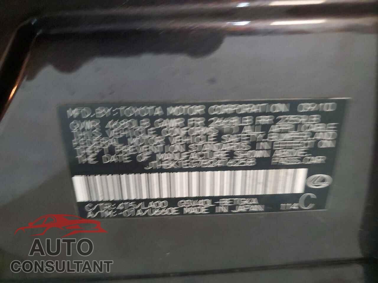 LEXUS ES350 2011 - JTHBK1EG7B2416258